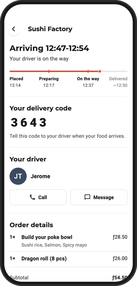 VapVap app order tracking screen